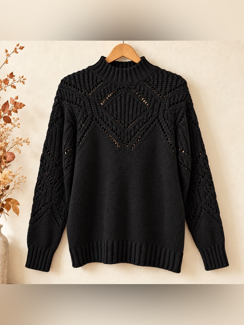 Torrid Black Textured Pointelle Mock Neck Sweater Size 2 2X